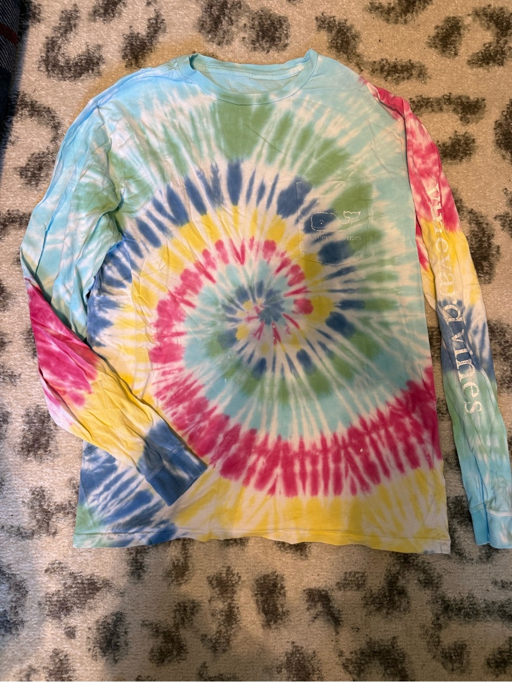 Vineyard Vines Tie-Dye Long Sleeve Shirt - Blue, Pink, Yellow, Green, Cream